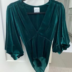 Misa green velvet bodysuit